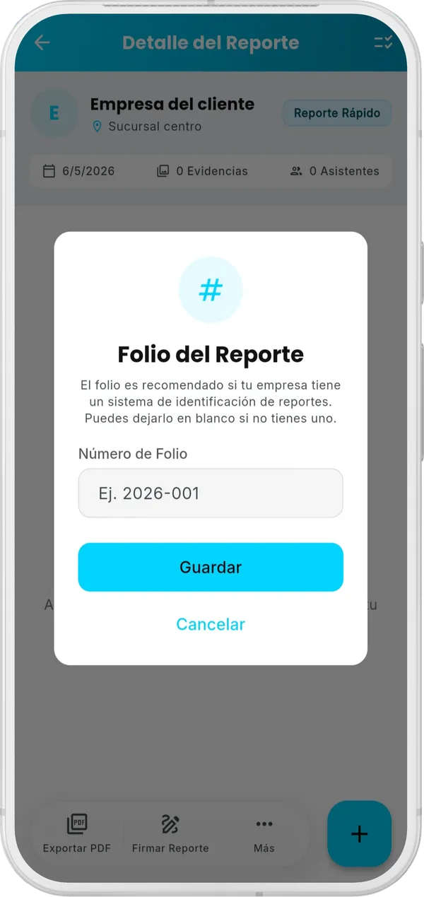 Andraks — Folio de reporte